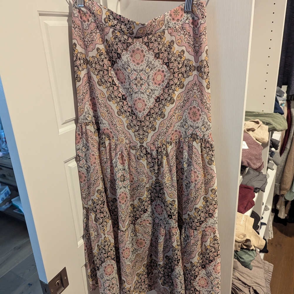 Soft Surroundings Pink and Cream Patterned Skirt